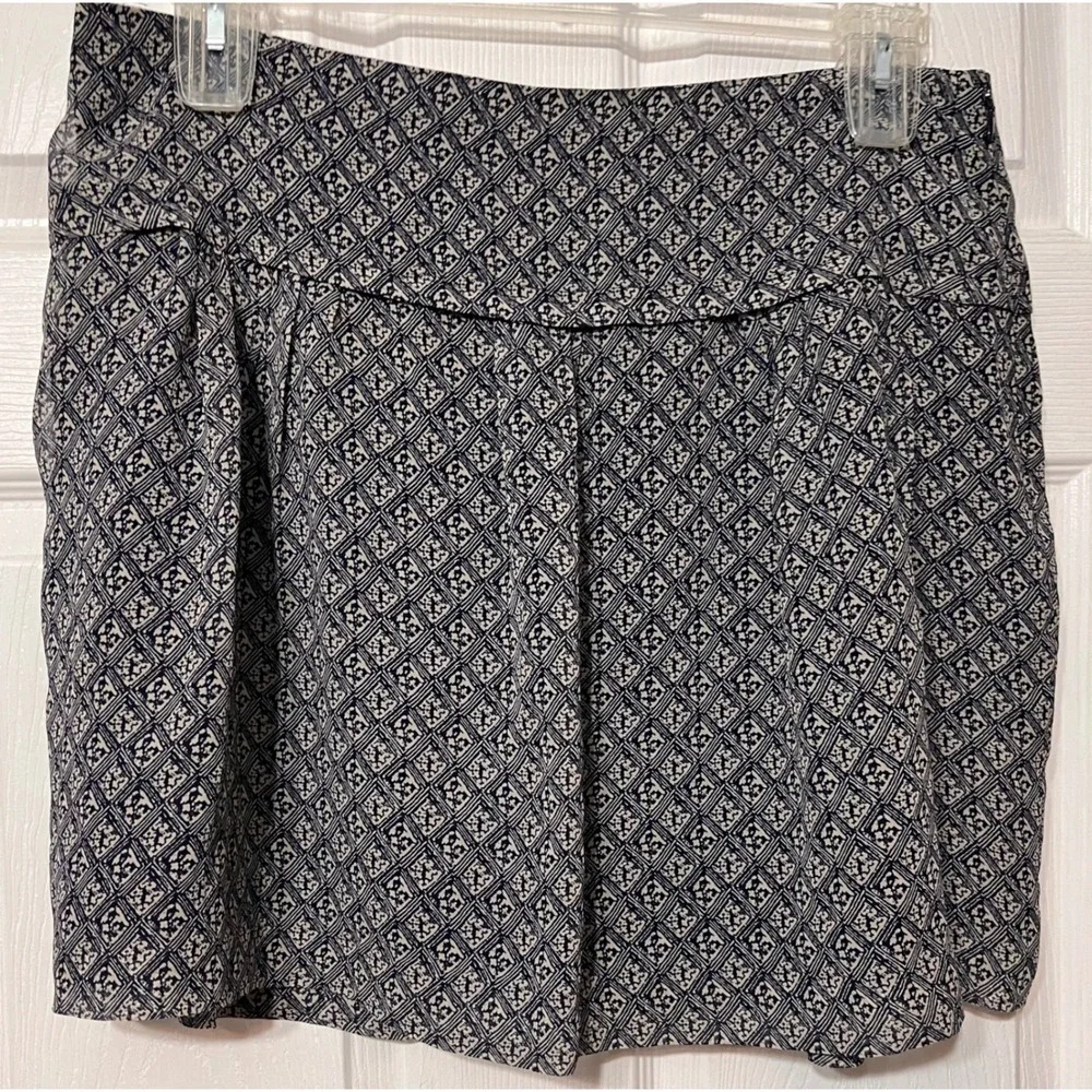 Madewell Nico Silk Mini Skirt Navy Blue Geometric Diamond Print‎ Size 12